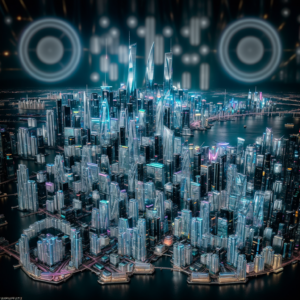 QrArt, Ville futuriste fusion QrCode, dsignprod